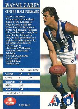 1995 Select AFL #40 Wayne Carey Back